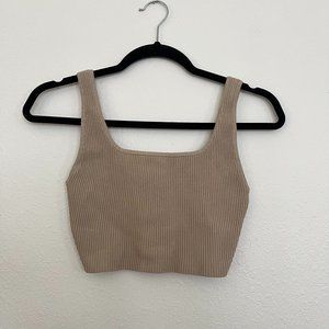 aritzia babaton beige sculpt knit tank top